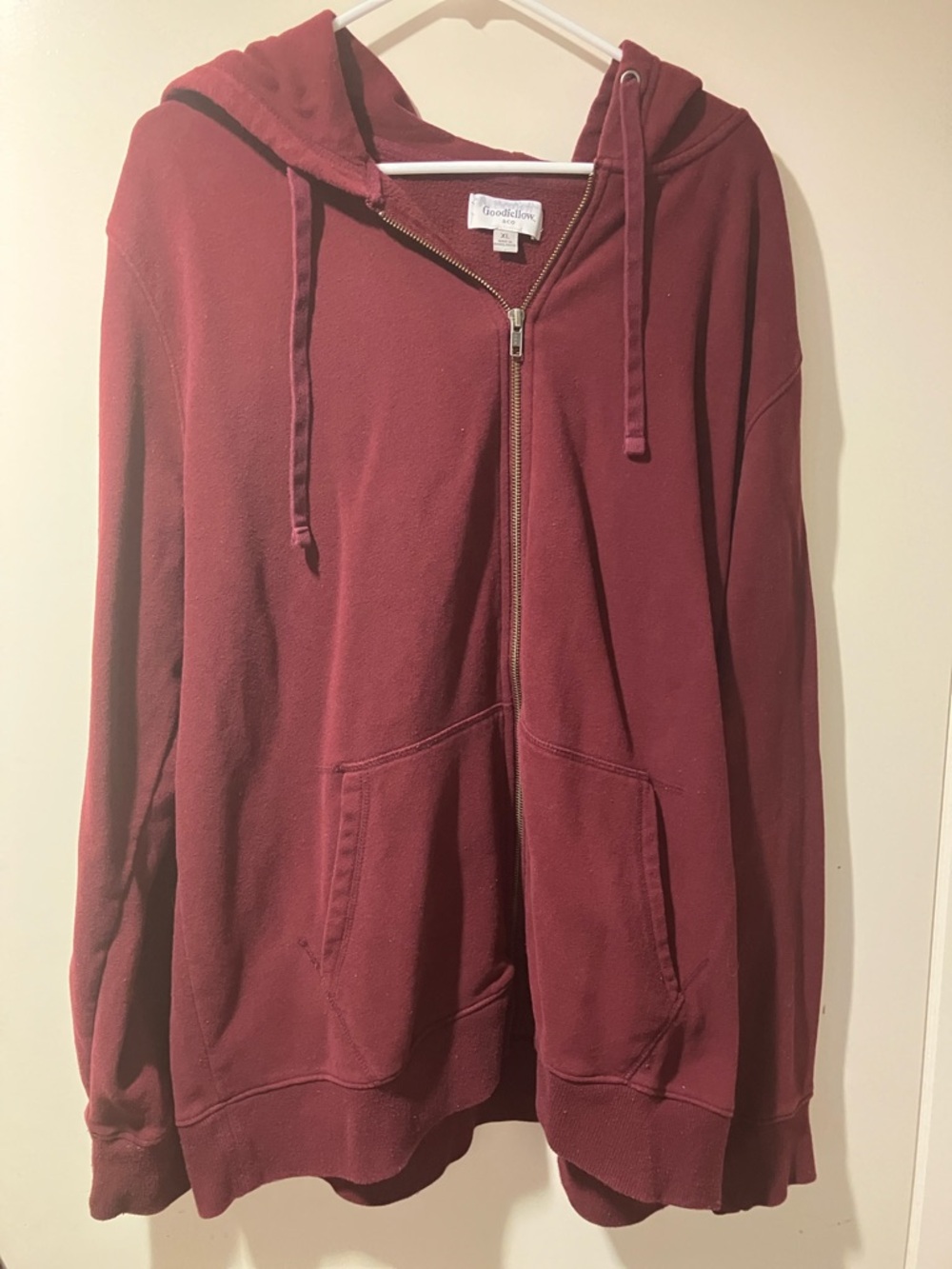 Goodfellow & Co Wine Red Full-Zip Hoodie